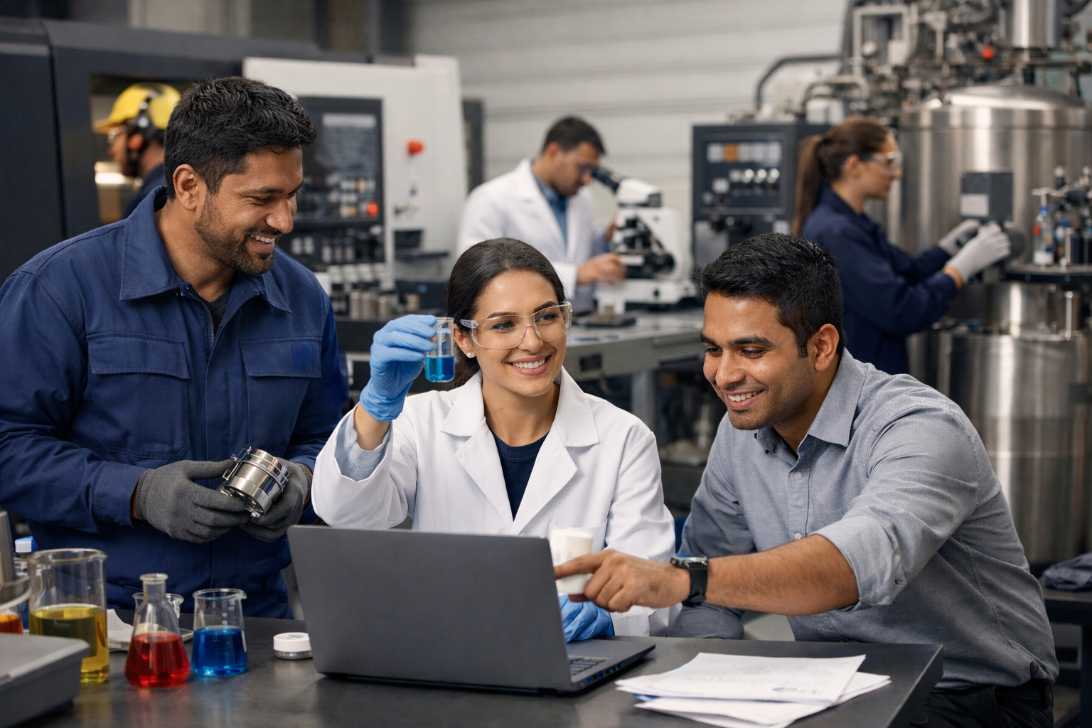 Shiroki team in laboratory